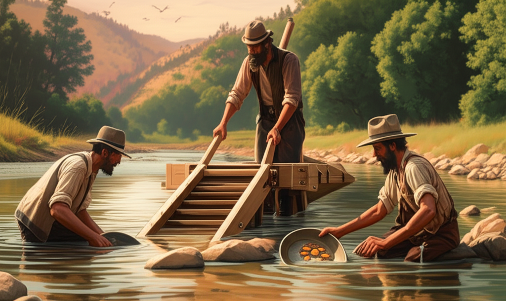 Gold mining on the American River in El Dorado County