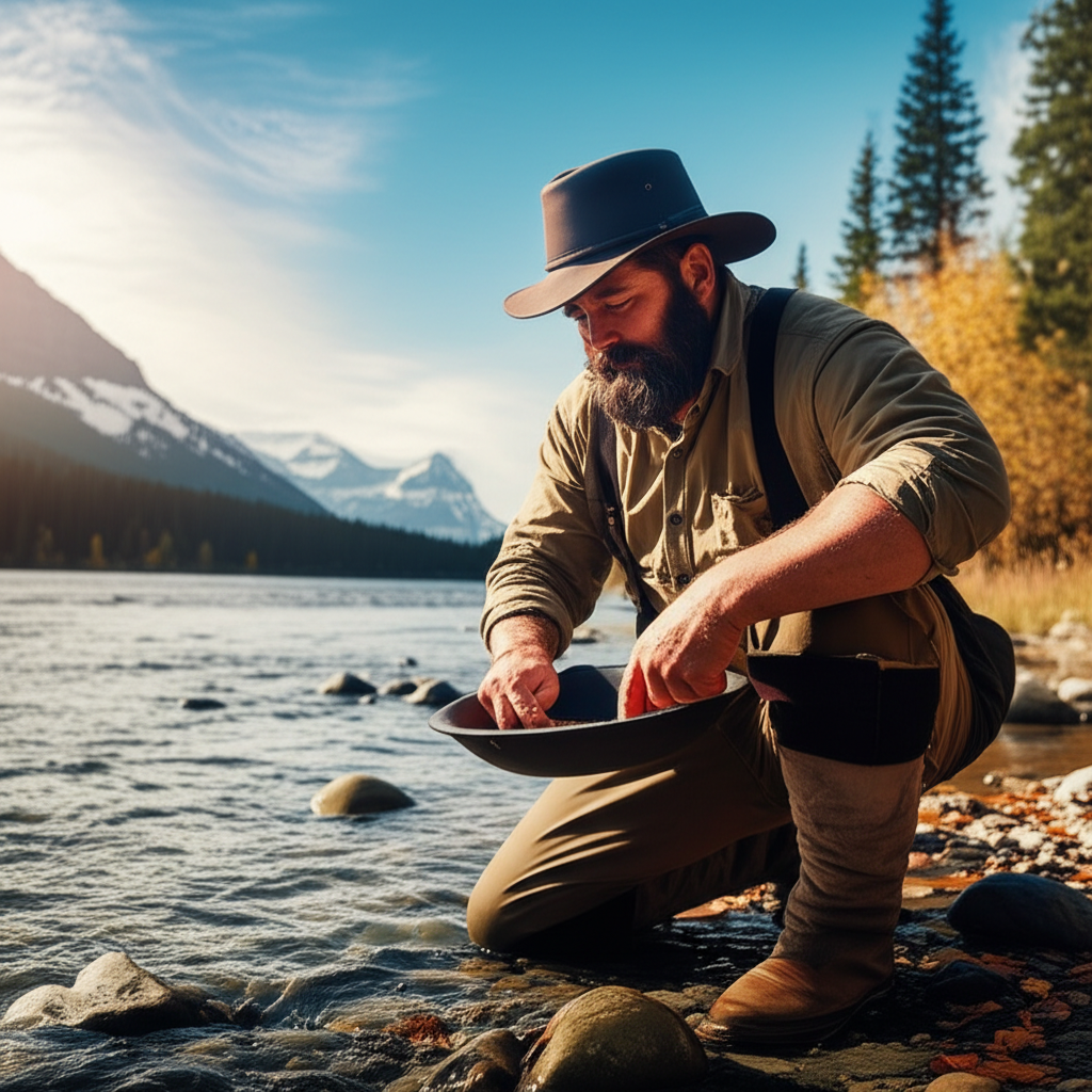 Gold prospector working a claim