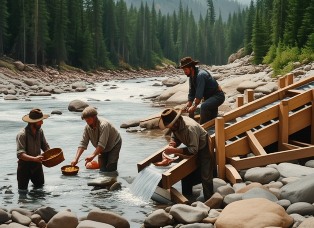 Gold mining on the Yuba River in Sierra County